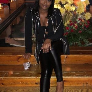 Rhinestone Black Blazer